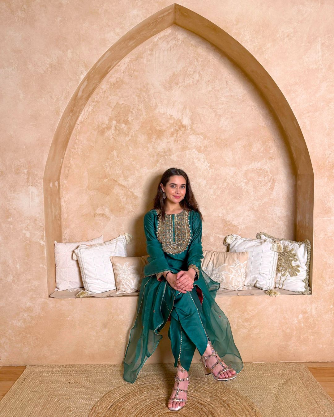 The Emerald Green Hand Embroidered Kurta Set