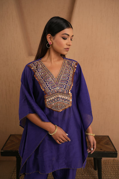 The Elegant Indigo Kaftan Set