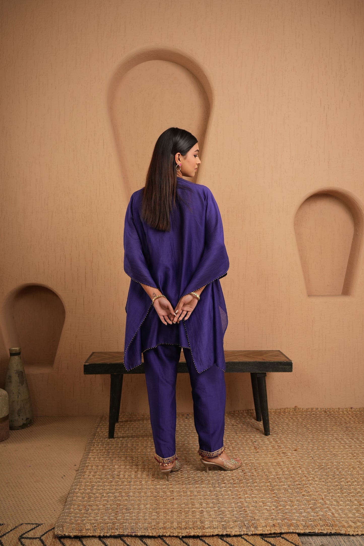 The Elegant Indigo Kaftan Set