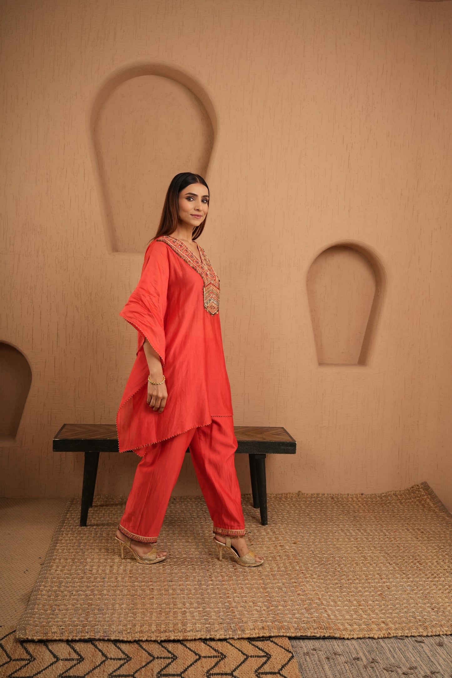 The Elegant Saffron Kaftan Set