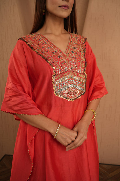 The Elegant Saffron Kaftan Set