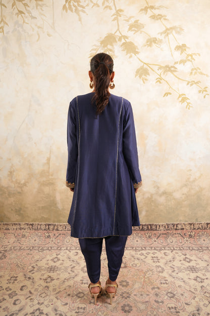 The Royal Blue Hand Embroidered Kurta With Salwar