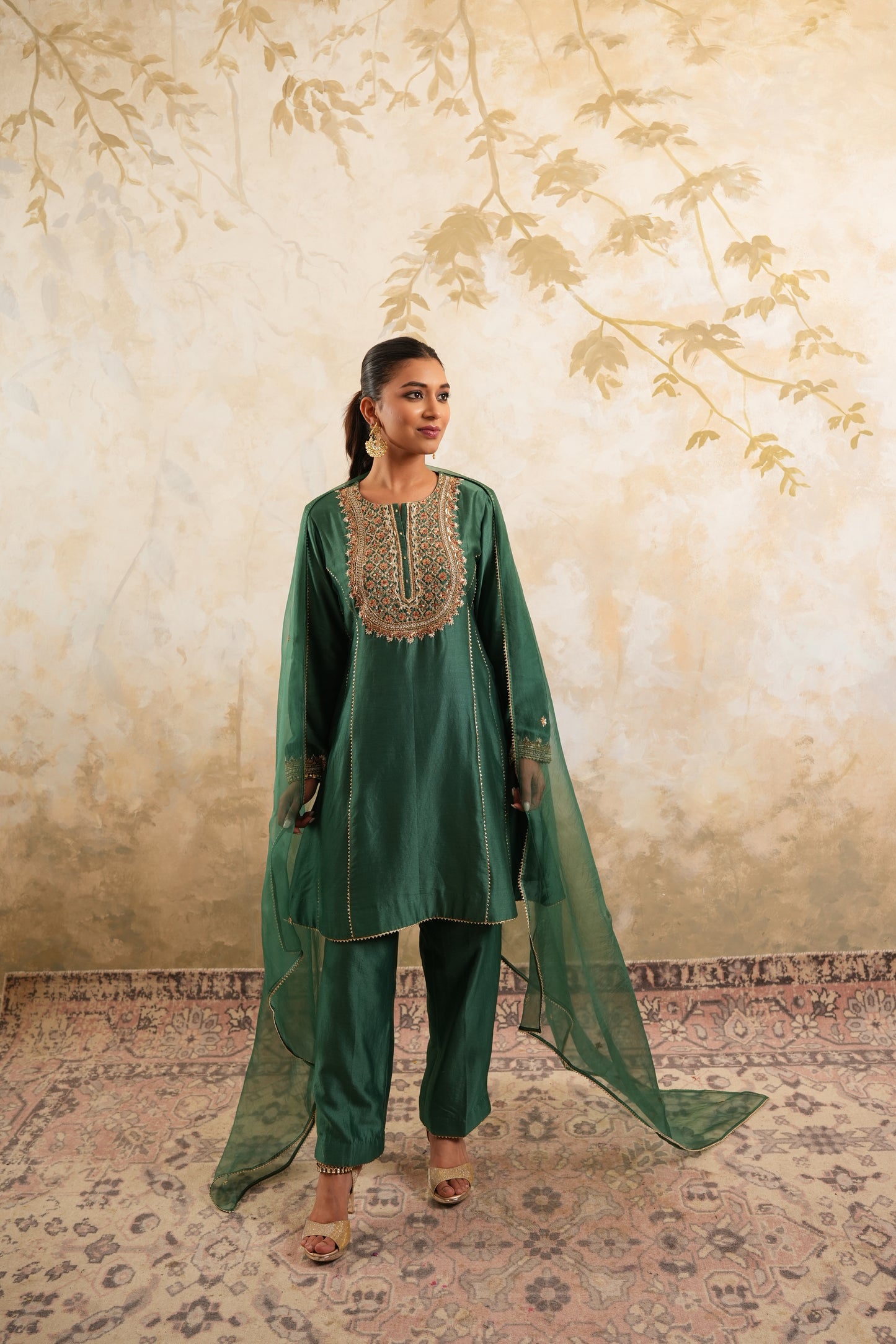 The Emerald Green Hand Embroidered Kurta Set