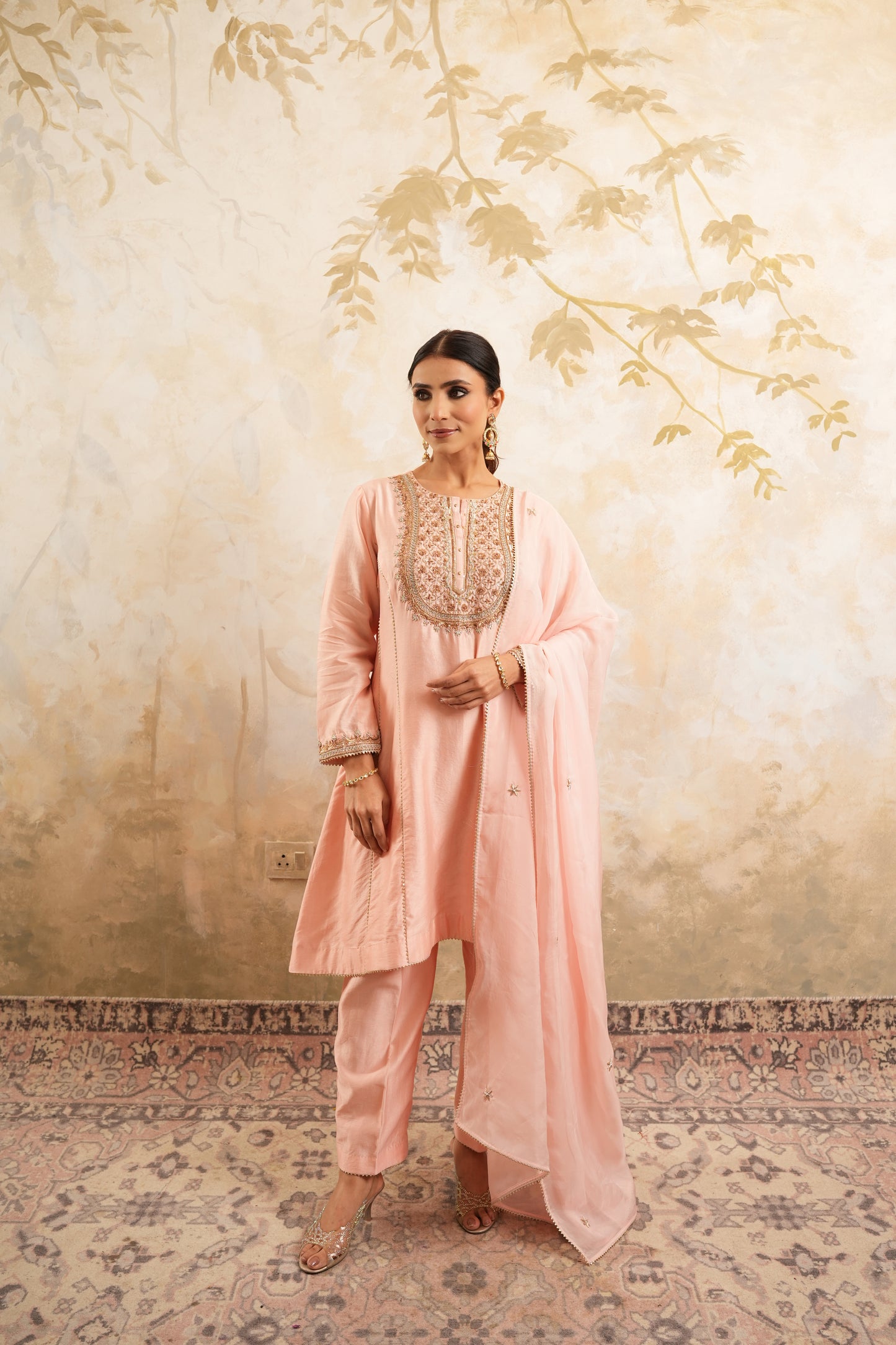 The Blush Pink Hand Embroidered Kurta Set