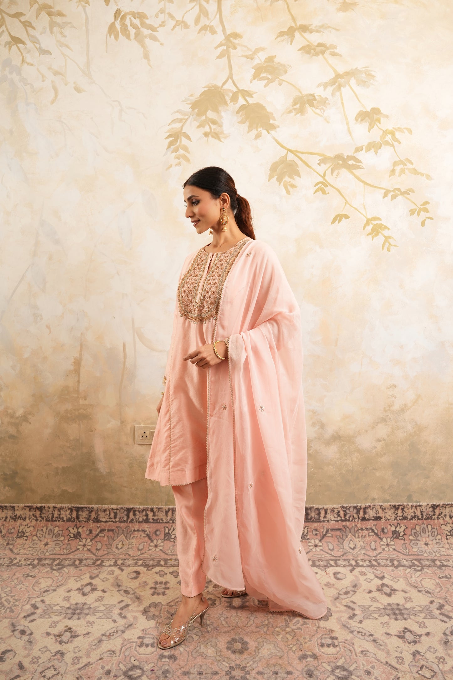 The Blush Pink Hand Embroidered Kurta Set