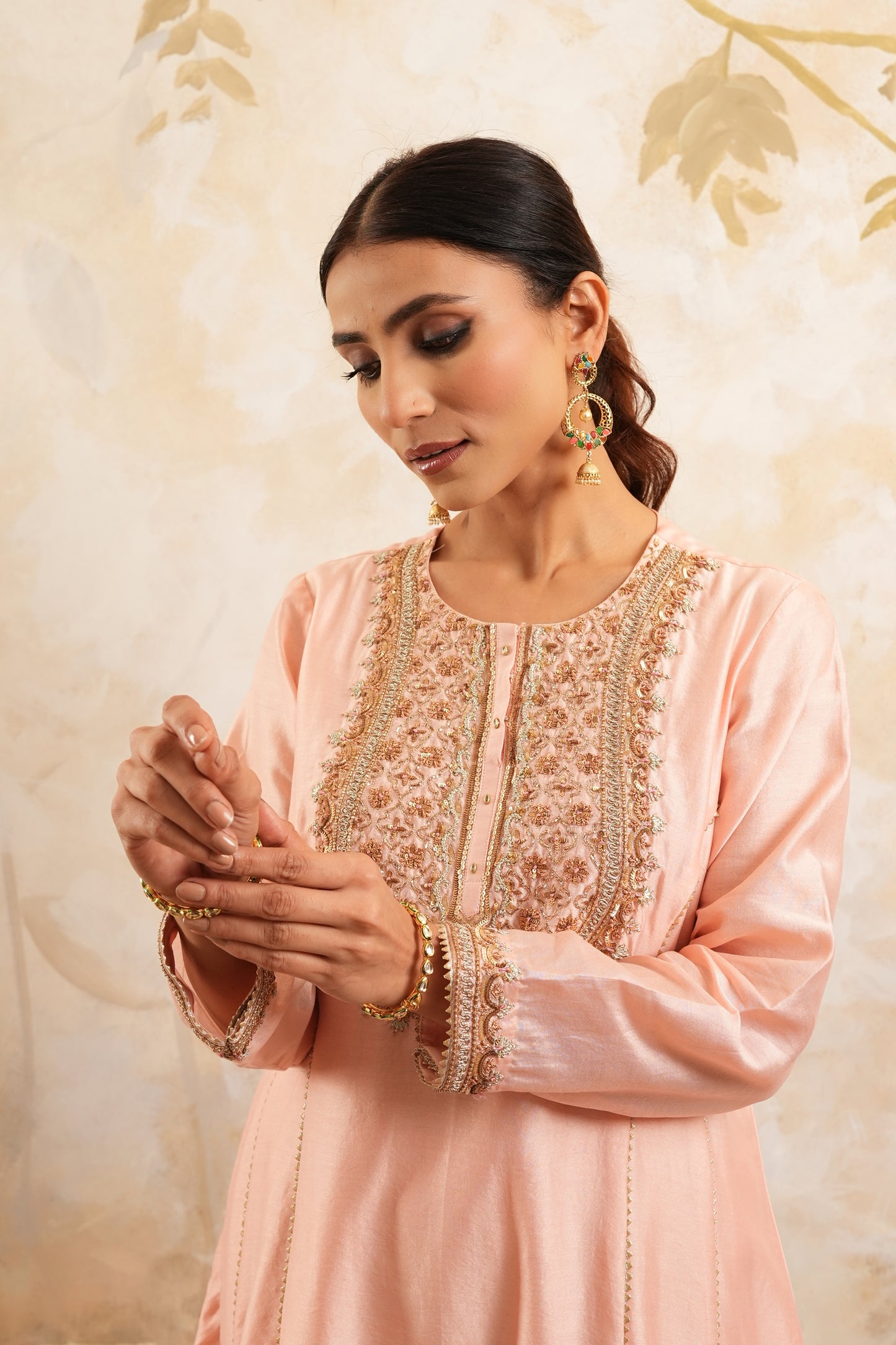 The Blush Pink Hand Embroidered Kurta Set